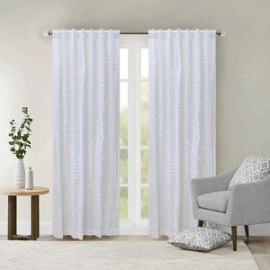 2 new WHITE Wild Sage Michaela 50" x 95” W Rod Pocket Window Curtains